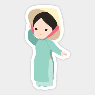 Vietnamese Ao dai traditional dress Sticker